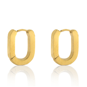 Stainless Steel - Rostfrei Stahl Ohrringe Oval Gold