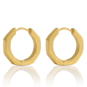 Stainless Steel - Rostfrei Stahl Ohrringe Creolen 16mm Gold