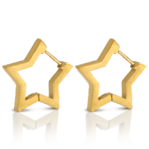 Stainless Steel - Rostfrei Stahl Ohrringe Star Gold