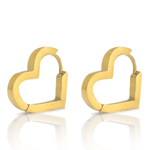 Stainless Steel - Rostfrei Stahl Ohrringe Heart Gold