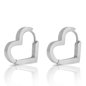 Stainless Steel - Rostfrei Stahl Ohrringe Heart Silber