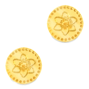 Cabochons Plexx 12mm Geburtsblume Dezember-Narzisse Gold