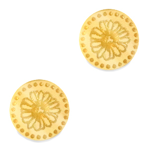 Cabochons Plexx 12mm Geburtsblume April-G&auml;nsebl&uuml;mchen Gold