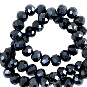 Facetten Top Glas Perlen 8x6mm Rondellen Black-pearl shine coating