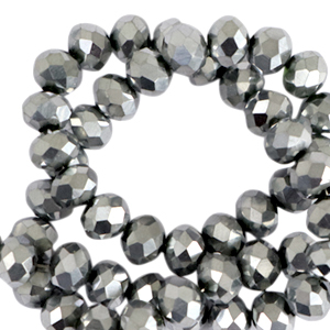 Facetten Top Glas Perlen 8x6mm Rondellen Silver-pearl shine coating