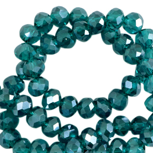 Facetten Top Glas Perlen 8x6mm Rondellen Danube blue-pearl shine coating