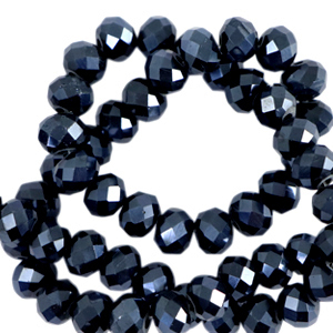 Facetten Top Glas Perlen 8x6mm Rondellen Interstellar blue-pearl shine coating
