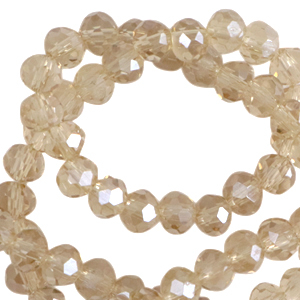 Facetten Top Glas Perlen 8x6mm Rondellen Latte beige-pearl shine coating