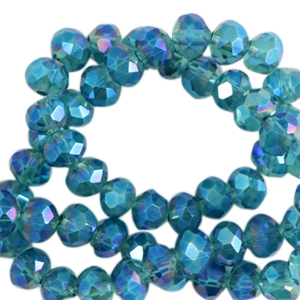 Facetten Top Glas Perlen 6x4mm Rondellen Pacific blue-AB coating