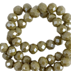 Facetten Top Glas Perlen 6x4mm Rondellen Moss green-pearl shine coating