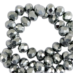 Facetten Top Glas Perlen 4x3mm Rondellen Silver-pearl shine coating