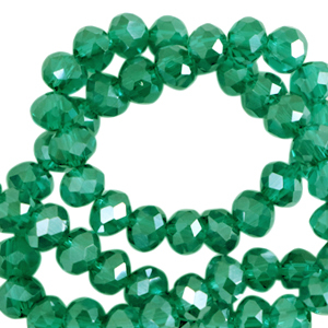 Facetten Top Glas Perlen 4x3mm Rondellen Lake green-pearl shine coating
