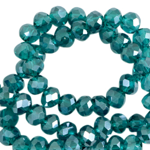 Facetten Top Glas Perlen 4x3mm Rondellen Danube blue-pearl shine coating