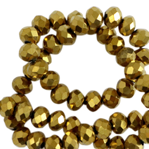 Facetten Top Glas Perlen 4x3mm Rondellen Gold metallic-pearl shine coating