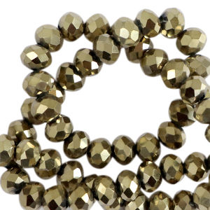 Facetten Top Glas Perlen 4x3mm Rondellen Antique gold metallic-pearl shine coating