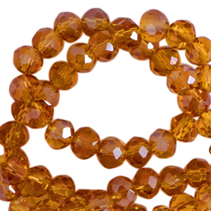 Facetten Top Glas Perlen 4x3mm Rondellen Russet brown-pearl shine coating