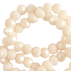 Facetten Top Glas Perlen 4x3mm Rondellen Pristine beige-pearl shine coating