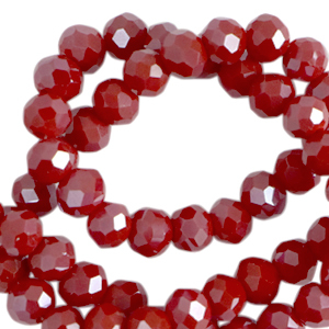 Facetten Top Glas Perlen 4x3mm Rondellen Dark crimson red-pearl shine coating