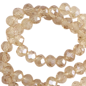 Facetten Top Glas Perlen 3x2mm Rondellen Latte beige-pearl shine coating