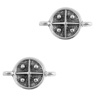 Anh&auml;nger Metall DQ Zwischenst&uuml;ck Kreuz 10mm Antik silber (Nickelfrei)