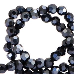Facetten Top Glas Perlen rund 4mm Black-pearl shine coating