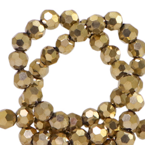 Facetten Top Glas Perlen rund 4mm Antique gold metallic-pearl shine coating