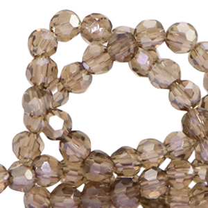 Facetten Top Glas Perlen rund 4mm Light topaz-top shine coating