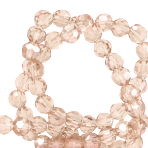 Facetten Top Glas Perlen rund 4mm Latte beige-pearl shine coating