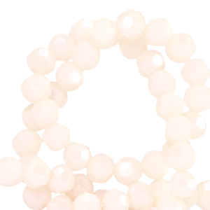 Facetten Top Glas Perlen rund 4mm Pristine beige-pearl shine coating
