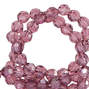 Facetten Top Glas Perlen rund 4mm Aubergine purple-pearl shine coating