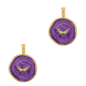TQ Metall Brass Anh&auml;nger Fl&uuml;gel Gold-dark purple