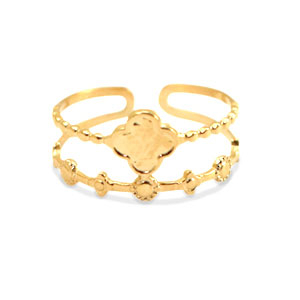 Stainless Steel - Rostfrei Stahl Ringe flower Gold
