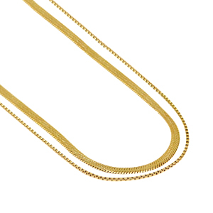 Stainless Steel - Rostfrei Stahl Kette 2 layer Schlangenkette Gold