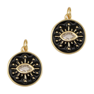 TQ Metall Brass Anh&auml;nger Eye of Providence Enamel Gold-black