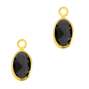 Anh&auml;nger aus Kristallglas Oval Jet black-gold