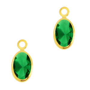 Anh&auml;nger aus Kristallglas Oval Classic green-gold