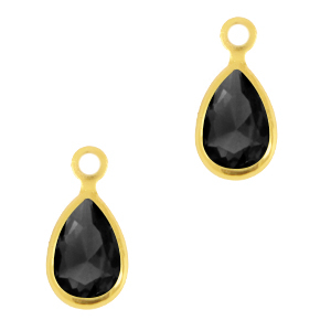 Anh&auml;nger aus Kristallglas Drop Jet black-gold