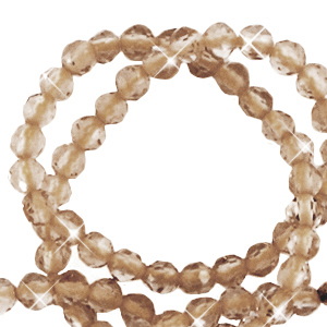 Perlen Naturstein Facett geschliffen 3mm Light topaz-pearl shine coating