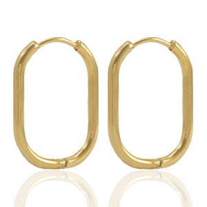 Stainless Steel - Rostfrei Stahl Ohrringe Creolen oval Gold