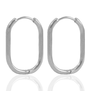Stainless Steel - Rostfrei Stahl Ohrringe Creolen oval Silver