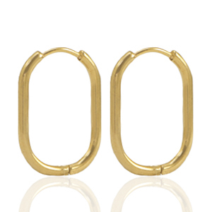 Stainless Steel - Rostfrei Stahl Ohrringe Creolen oval Gold