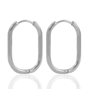 Stainless Steel - Rostfrei Stahl Ohrringe Creolen oval Silver