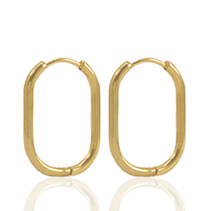 Stainless Steel - Rostfrei Stahl Ohrringe Creolen oval Gold