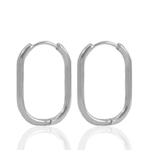 Stainless Steel - Rostfrei Stahl Ohrringe Creolen oval Silver