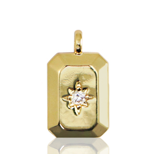 TQ Metall Brass Anh&auml;nger Rectangle with Star Gold