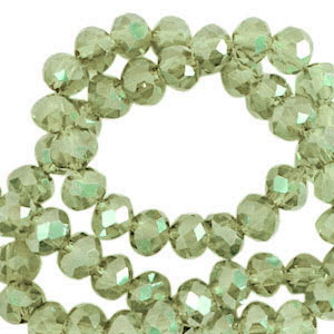 Facetten Top Glas Perlen 8x6mm Rondellen Vineyard green-pearl shine coating