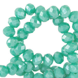 Facetten Top Glas Perlen 4x3mm Rondellen Erin green-pearl shine coating