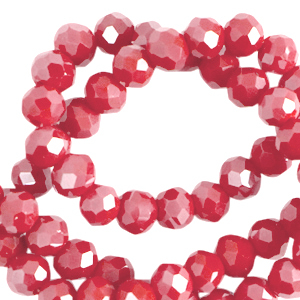 Facetten Top Glas Perlen 4x3mm Rondellen Bonfire red-pearl shine coating