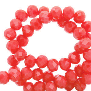 Facetten Top Glas Perlen 4x3mm Rondellen Vermilion red-pearl shine coating