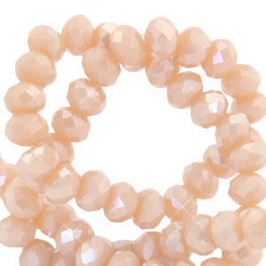 Facetten Top Glas Perlen 4x3mm Rondellen Soft shell pink-pearl shine coating
